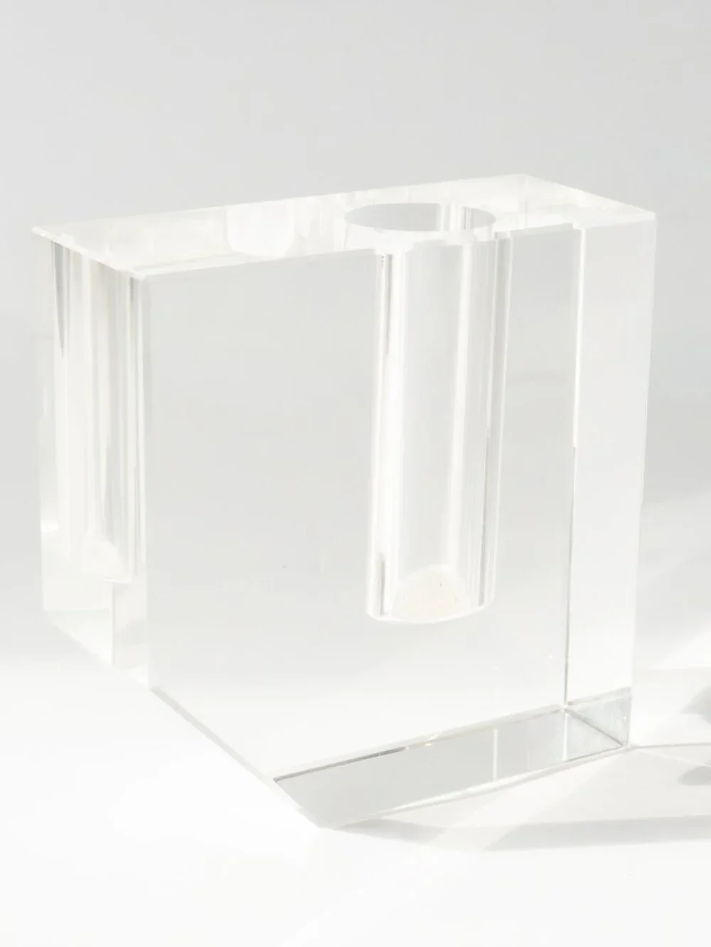 Vintage Clear Crystal Glass Bud Vase Cube Beveled 4